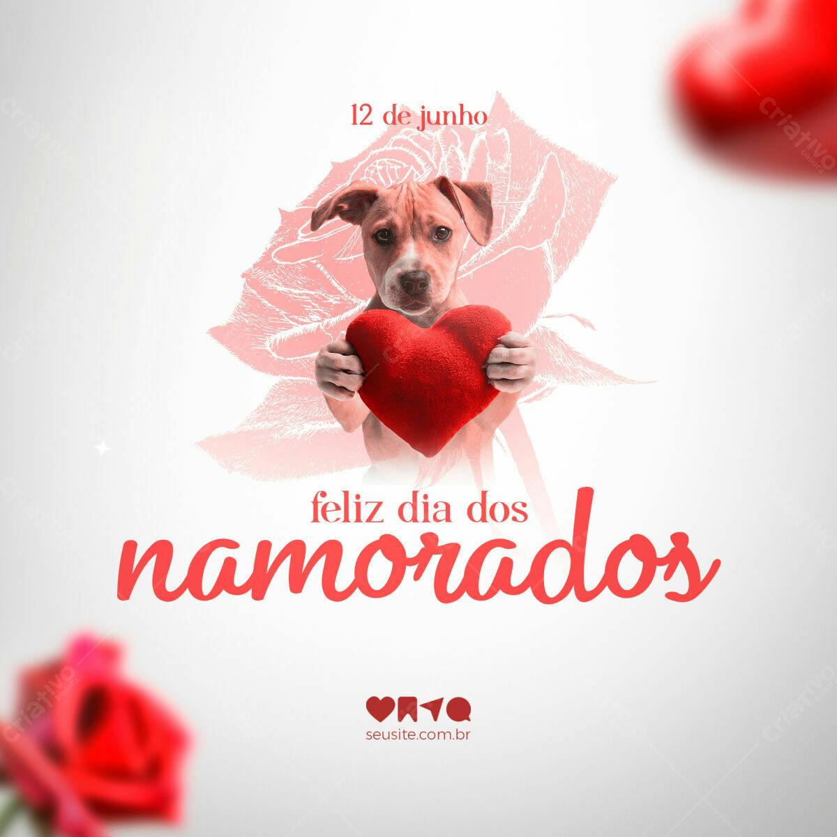 Postagem Dia dos Namorados com Cachorro PSD Editável