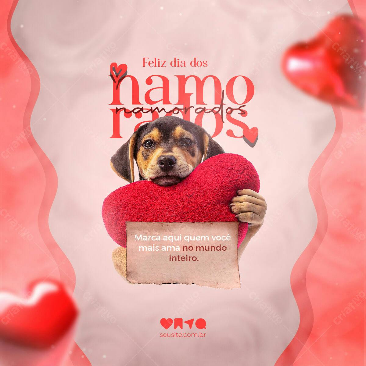 Postagem Dia dos Namorados com Cachorro PSD Editável