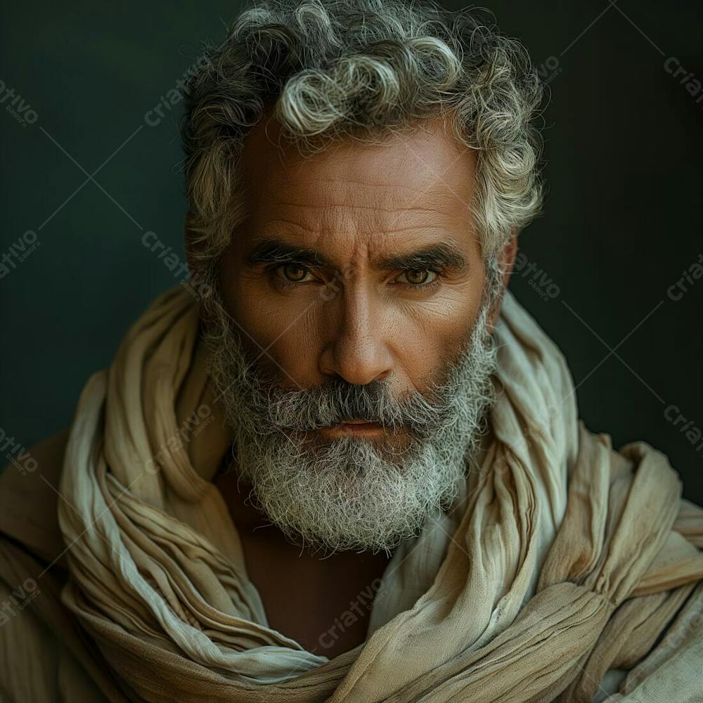 Apóstolo Bíblico Personagem Masculino Pose Estúdio Retrato Fotografia Fotografia Colorida À Mão Antiguidade Rústica Relíquia Arte Cristã Primitiva Novo Testamento