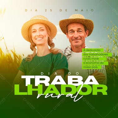 Dia 25 de maio dia do trabalhador rural psd editável