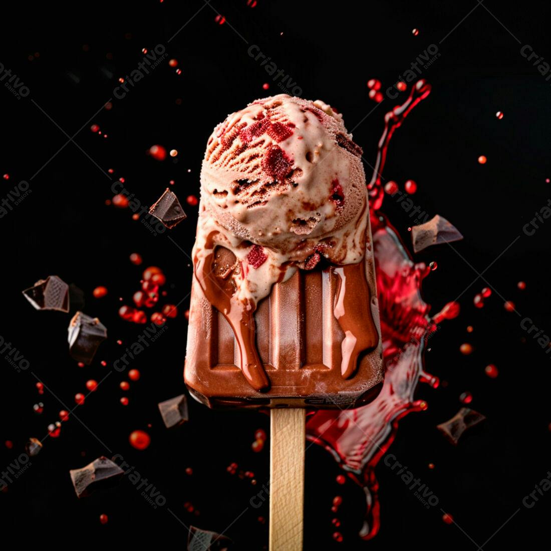 Picolé de chocolate com sorvete de cereja