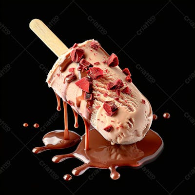 Sorvete De Chocolate Com Pedacos De Chocolate No Palito 77