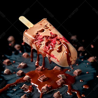 Sorvete De Chocolate Com Pedacos De Chocolate No Palito 78