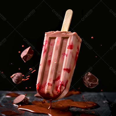 Sorvete De Chocolate Com Pedacos De Chocolate No Palito 79