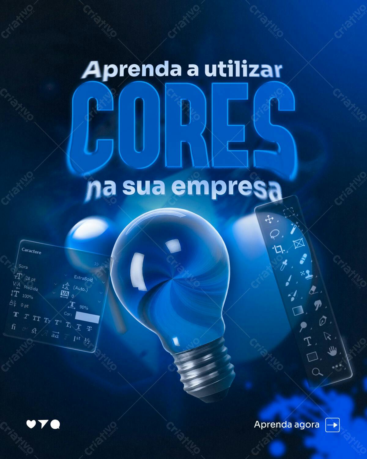 Post para Redes Sociais - Aprenda Cores na Sua Empresa PSD Editável