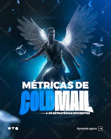 Métricas de coldmail psd editável para agência de marketing