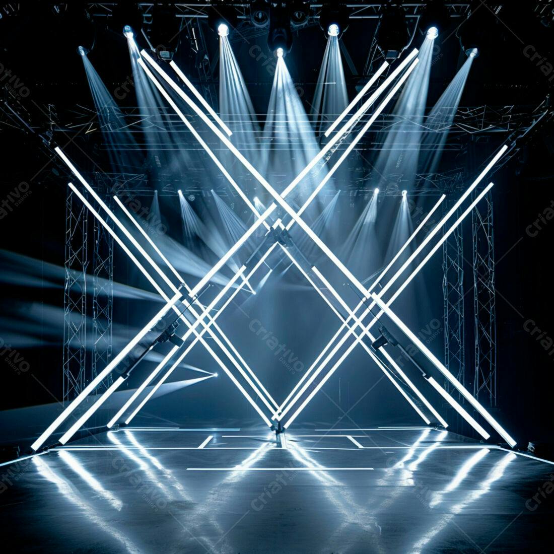 Palco iluminado com luzes LED azuis