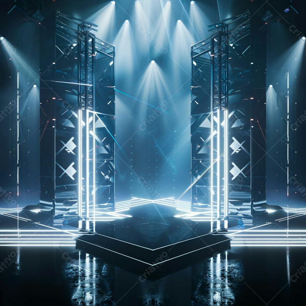 Imagem De Uma Grande Estrutura De Ferro E Aço Com Luzes 10