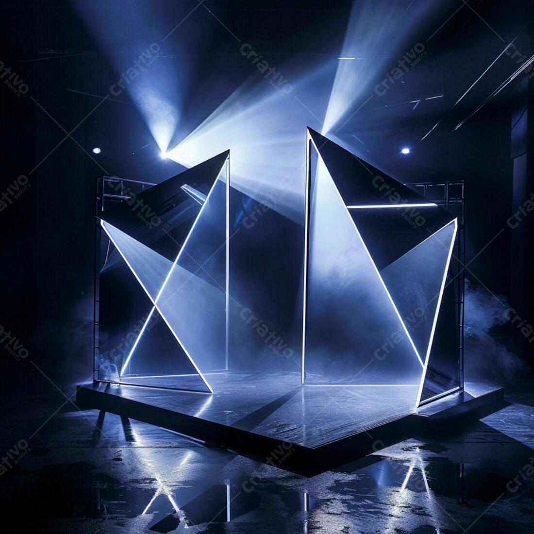 Palco com iluminação futurista azul