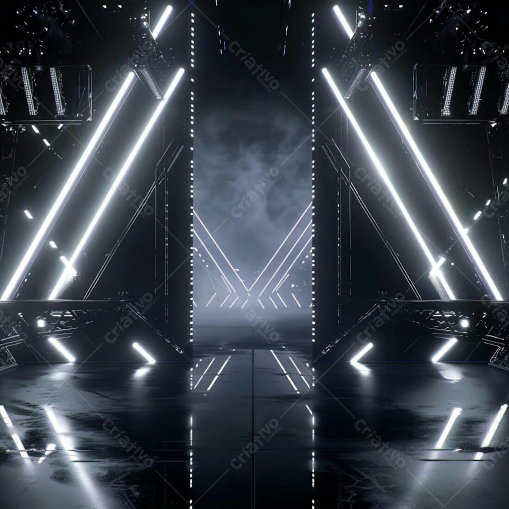 Imagem De Uma Grande Estrutura De Ferro E Aço Com Luzes 19