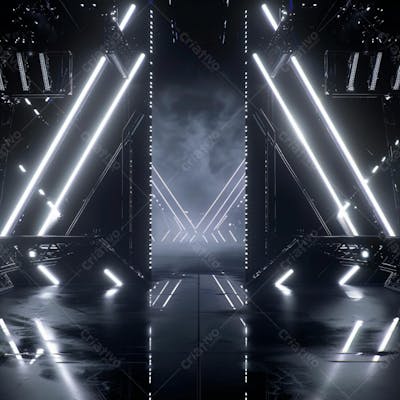 Imagem De Uma Grande Estrutura De Ferro E Aço Com Luzes 19