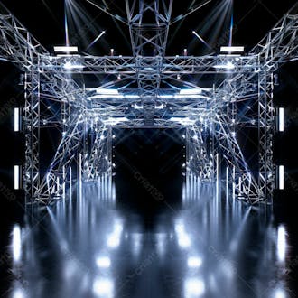 Imagem de uma grande estrutura de ferro e aço com luzes 33
