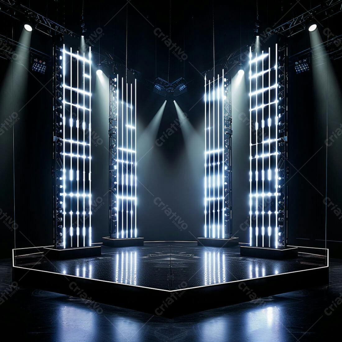 Palco com iluminação neon azul