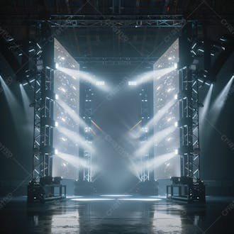 Imagem de uma grande estrutura de ferro e aço com luzes 41