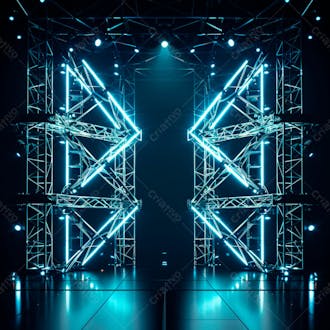 Imagem de uma grande estrutura de ferro e aço com luzes 42