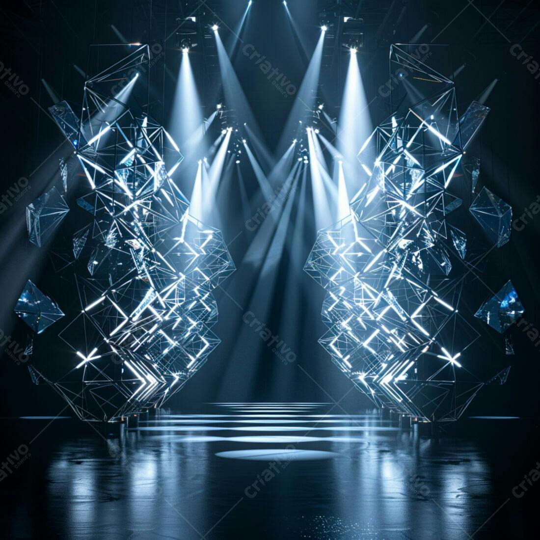 Palco futurista com iluminação cênica