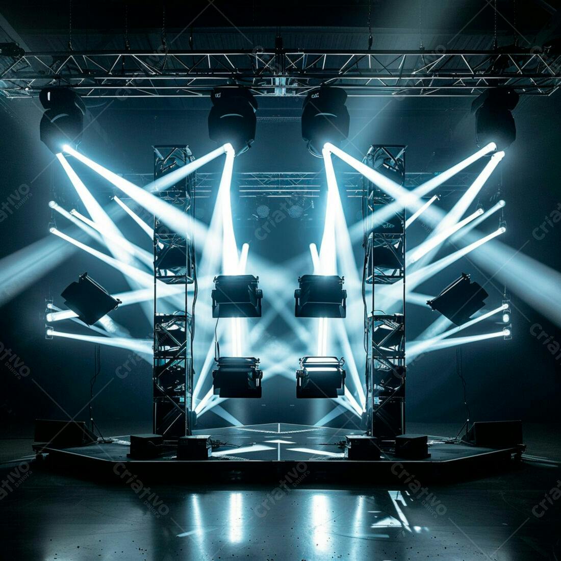 Palco com iluminação profissional em show