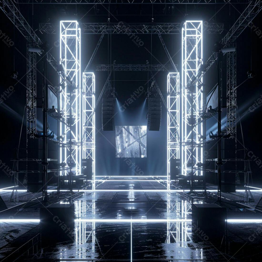 Palco Neon com Estrutura Metálica