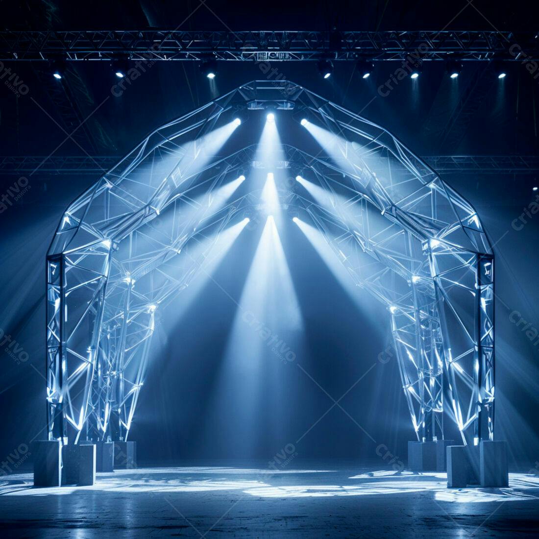 Estrutura metálica iluminada palco evento
