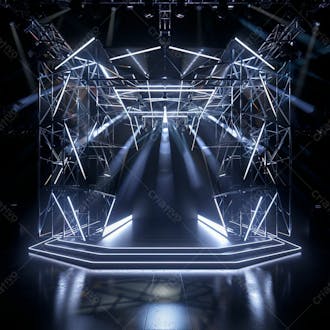 Imagem de uma grande estrutura de ferro e aço com luzes 68