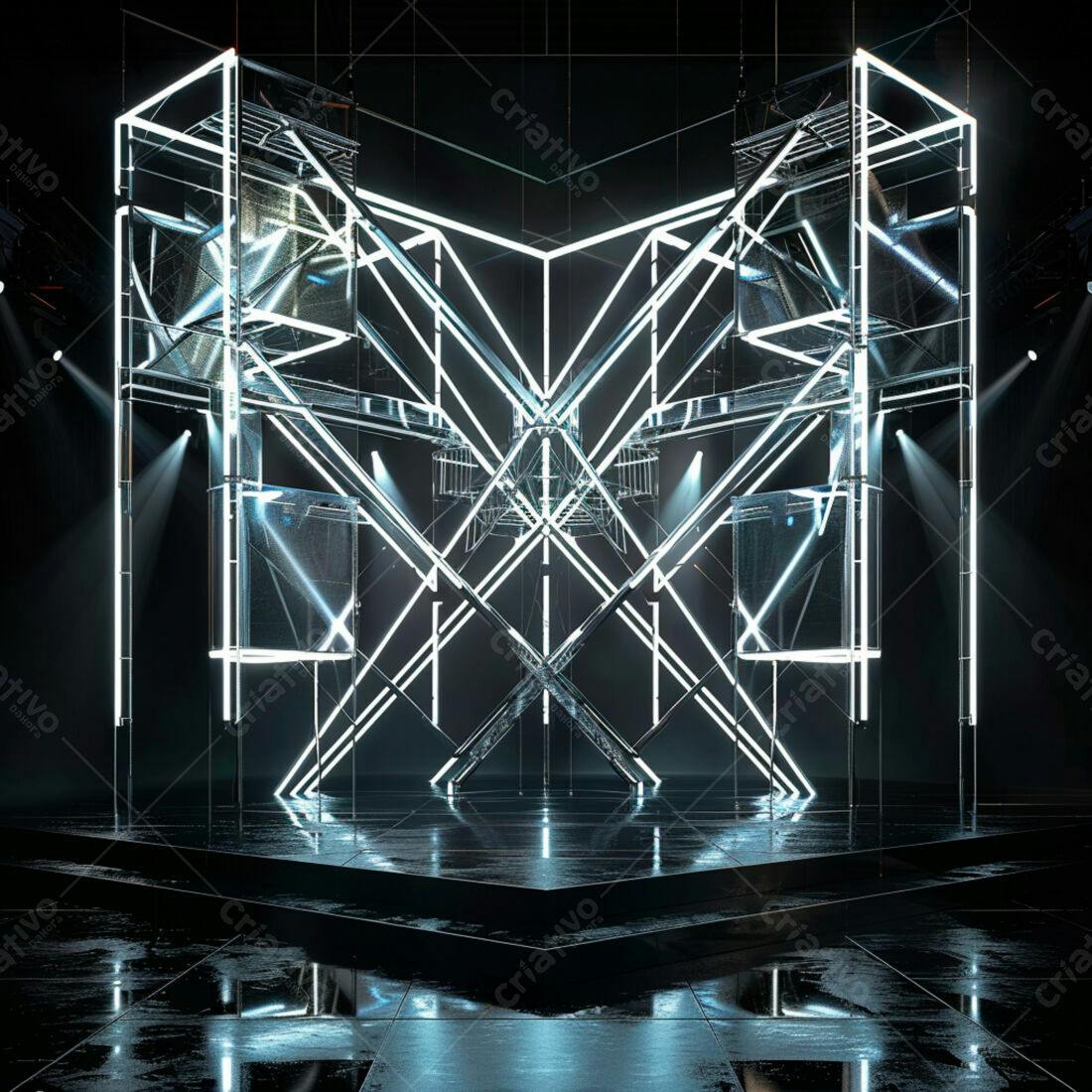 Estrutura de luz neon geométrica abstrata