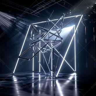Imagem de uma grande estrutura de ferro e aço com luzes 91