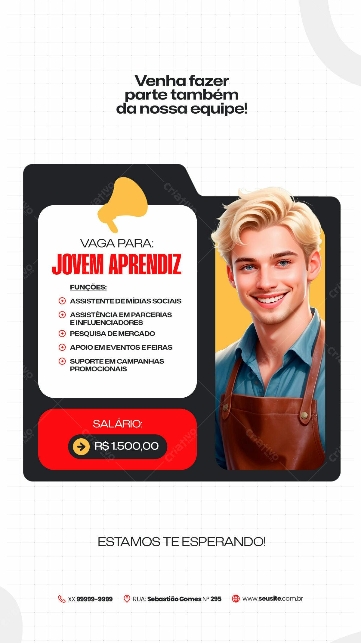 Flyer Vaga Jovem Aprendiz PSD Editável