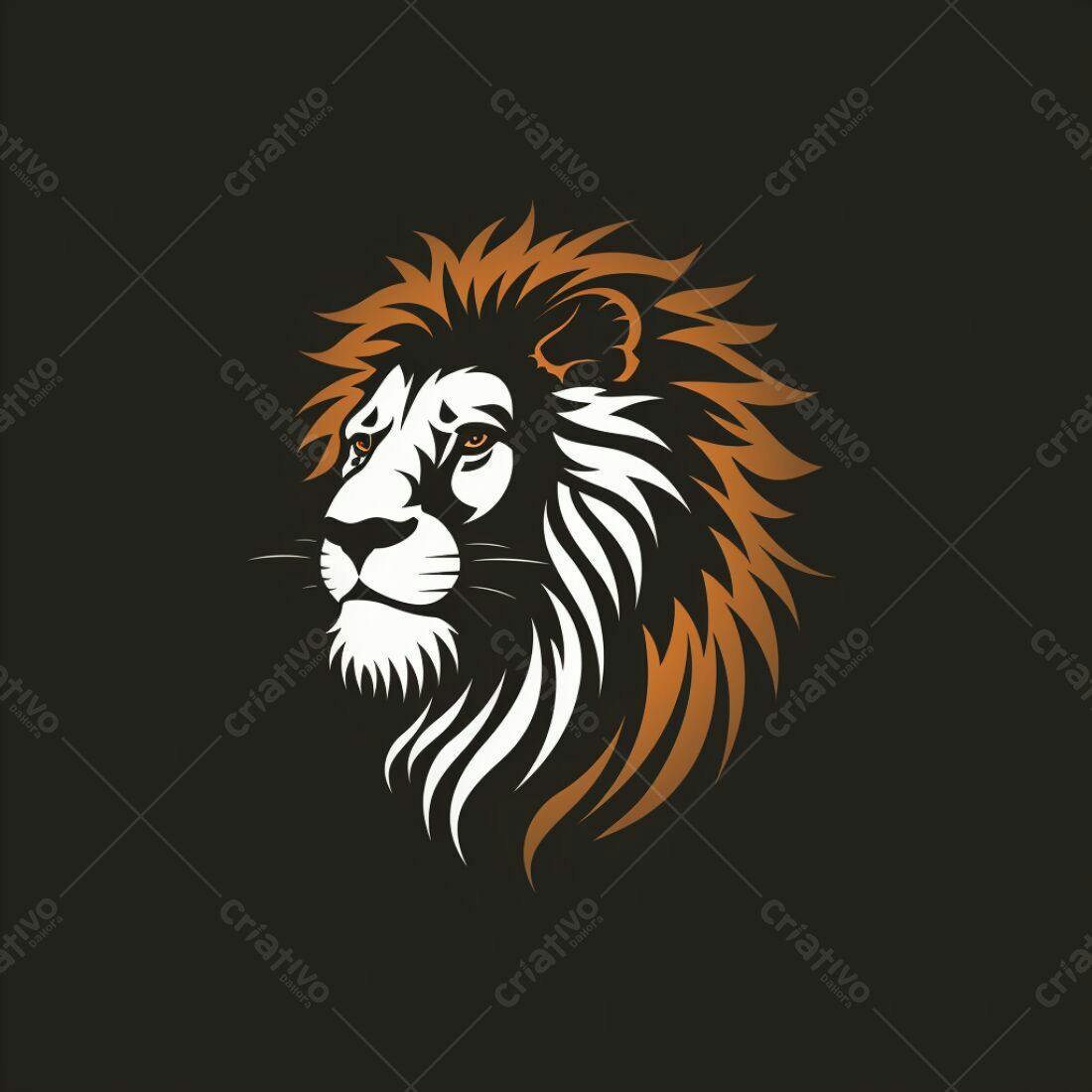 Leão estilizado branco e laranja