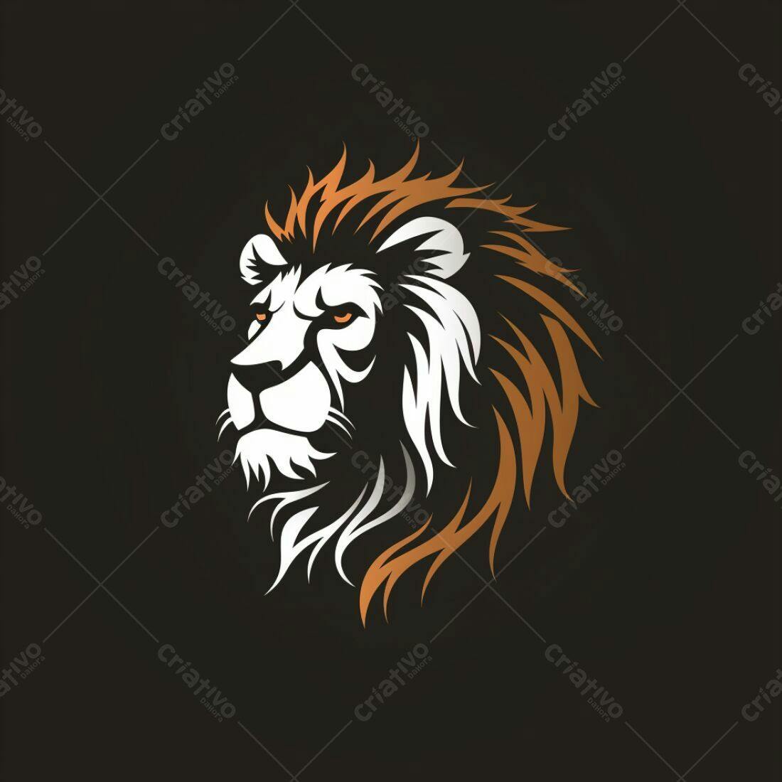 Leão estilizado branco e laranja