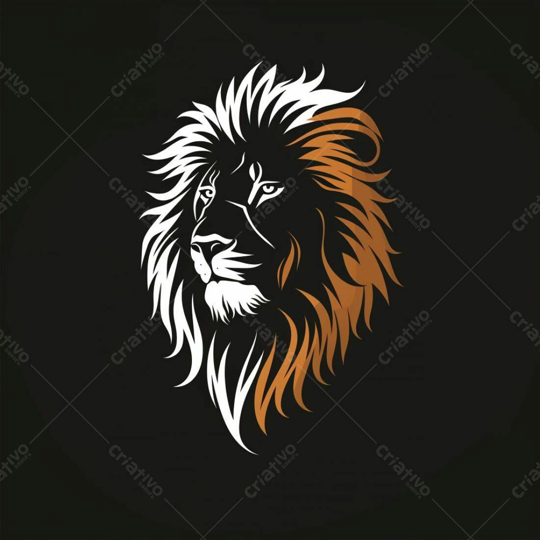 Leão estilizado branco e laranja