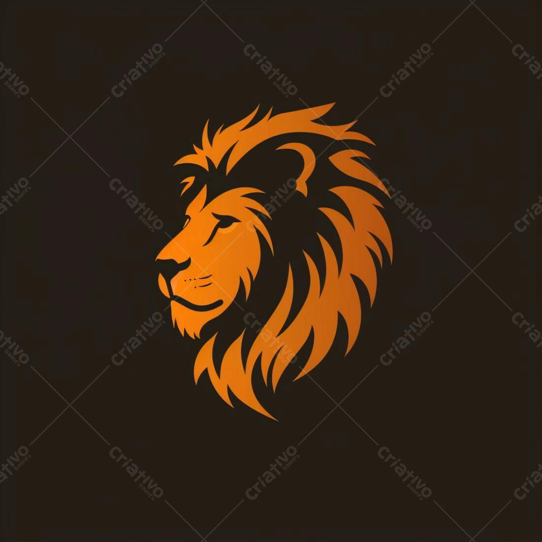 Cabeça de Leão em Laranja e Preto
