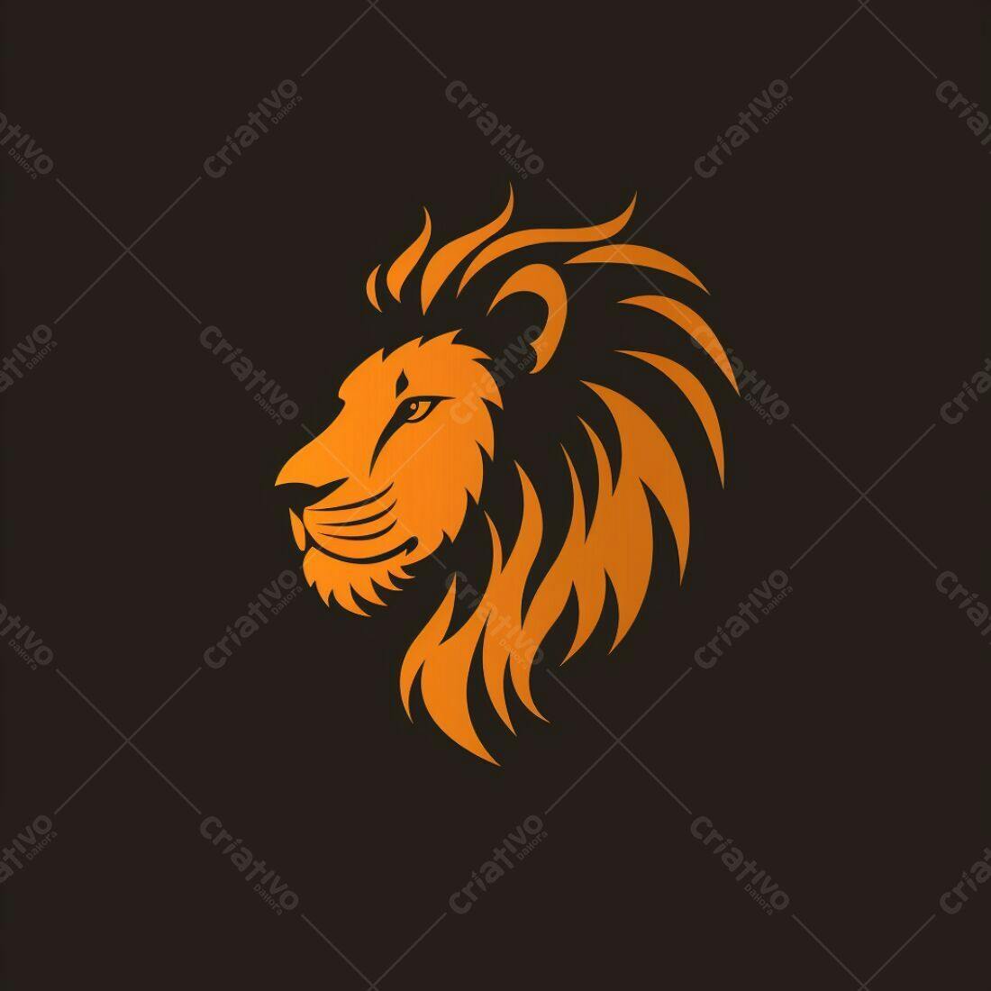 Cabeça de Leão Laranja Estilo Tribal