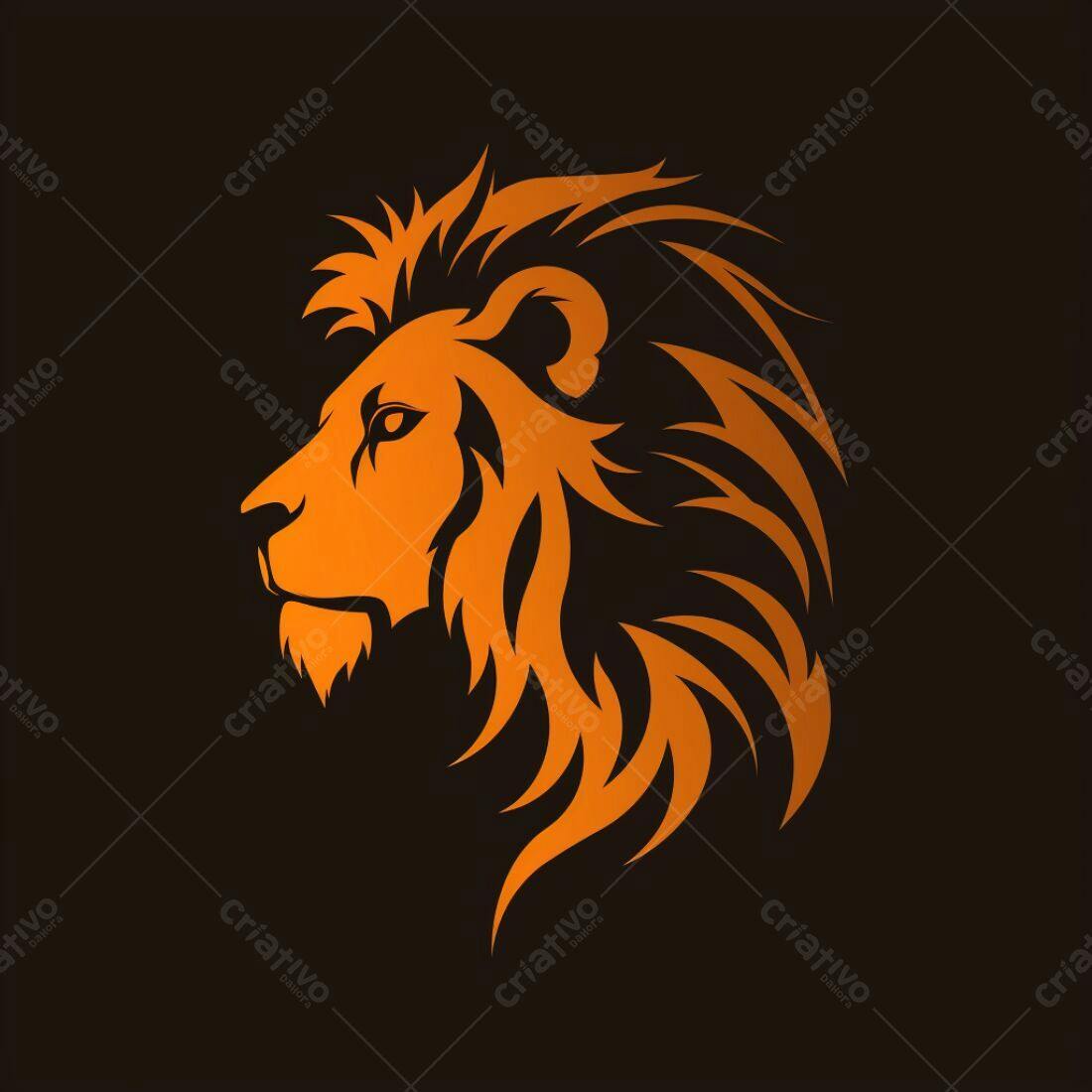 Cabeça de Leão em Estilo Tribal Laranja