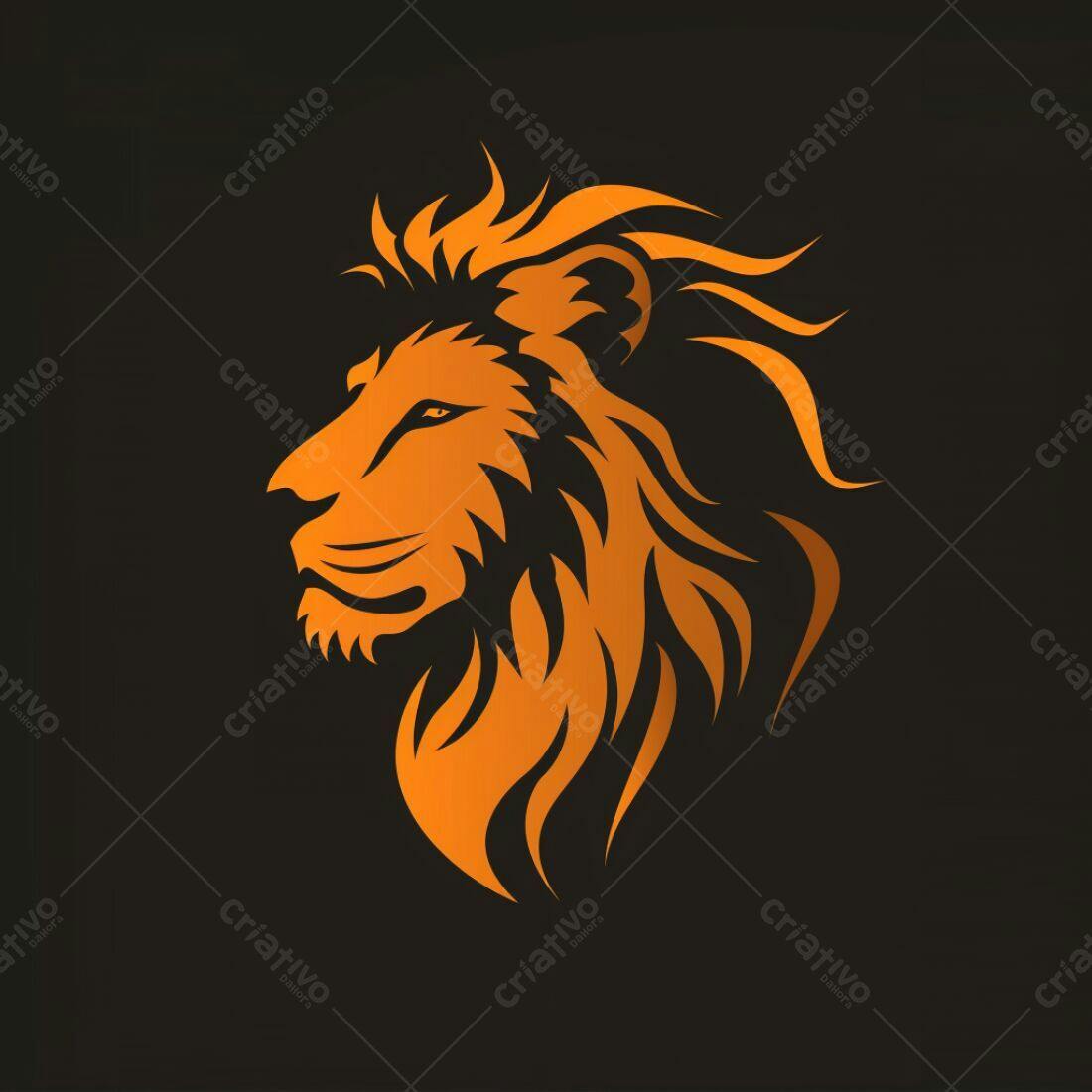 Leão estilizado laranja em fundo preto