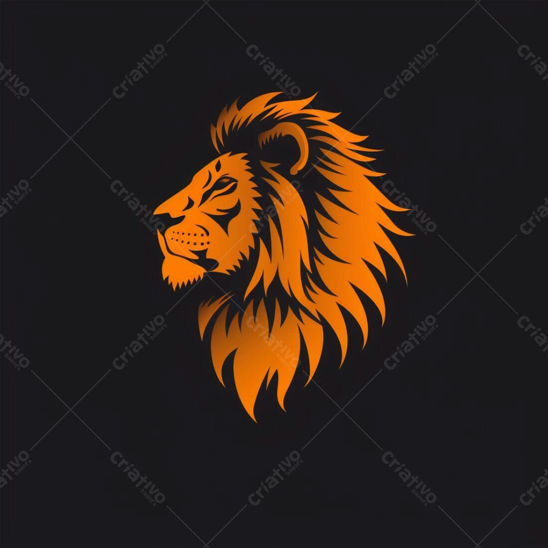 Leão em perfil estilo tribal laranja