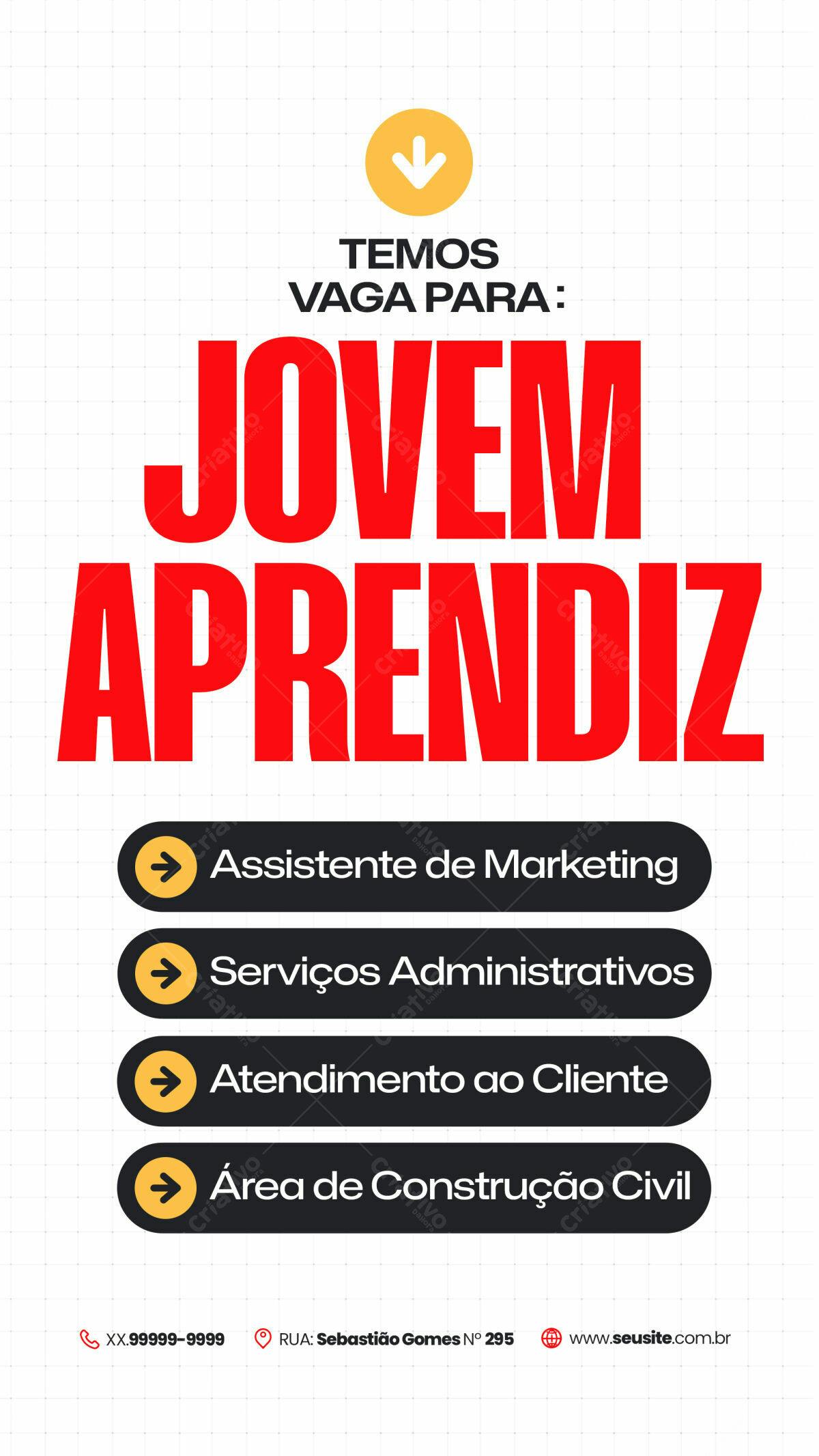 Flyer Vagas Jovem Aprendiz PSD Editável