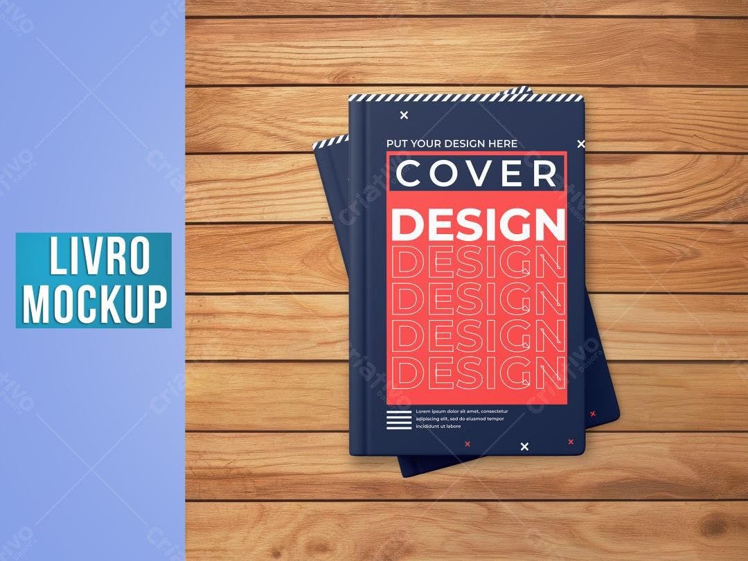 Mockup de Livro com Design Moderno em Azul e Vermelho