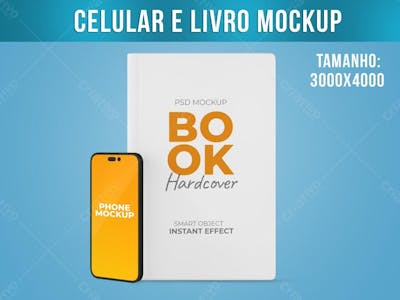 Celular E Livro Mockup psd