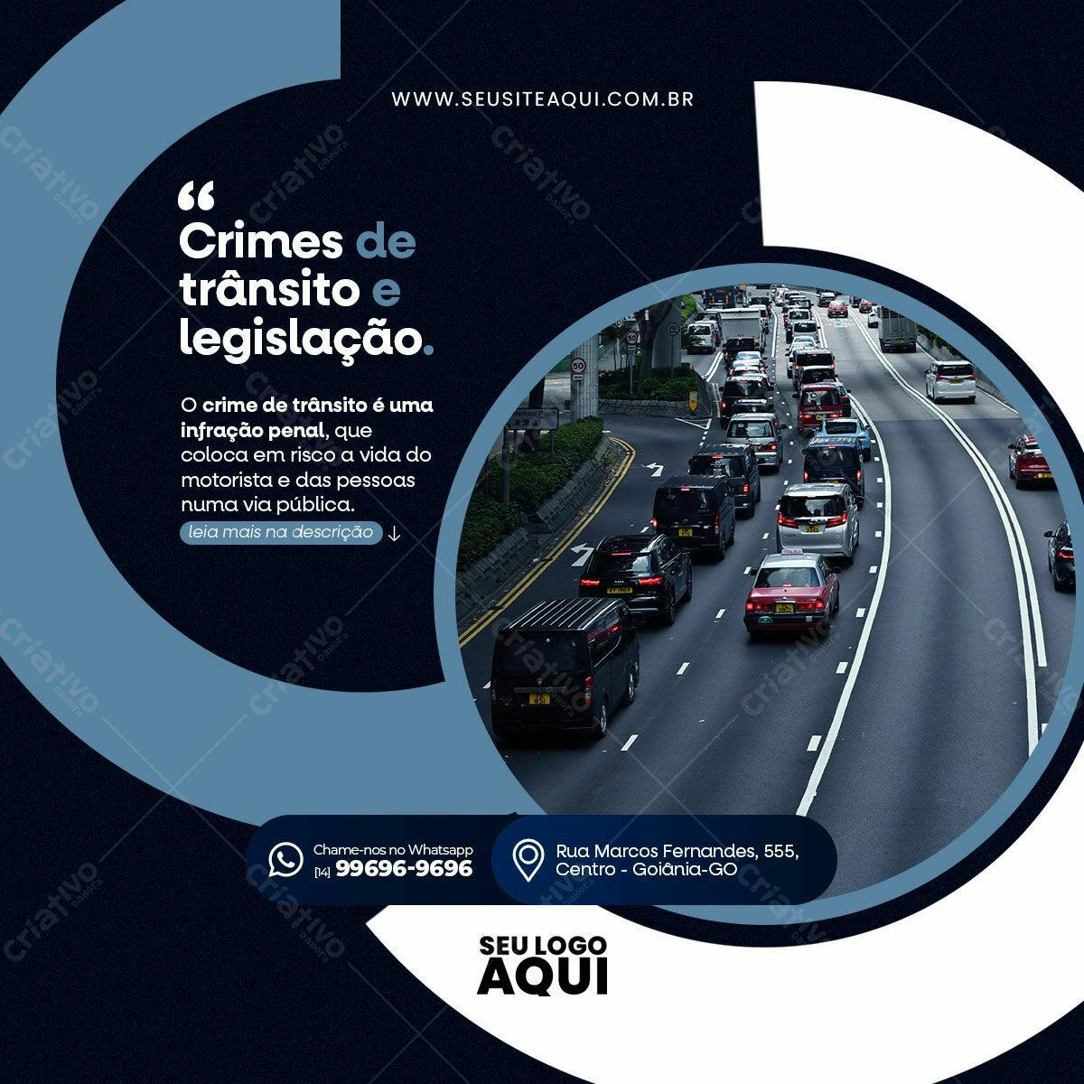 Post para Redes Sociais sobre Crimes de Trânsito PSD Editável