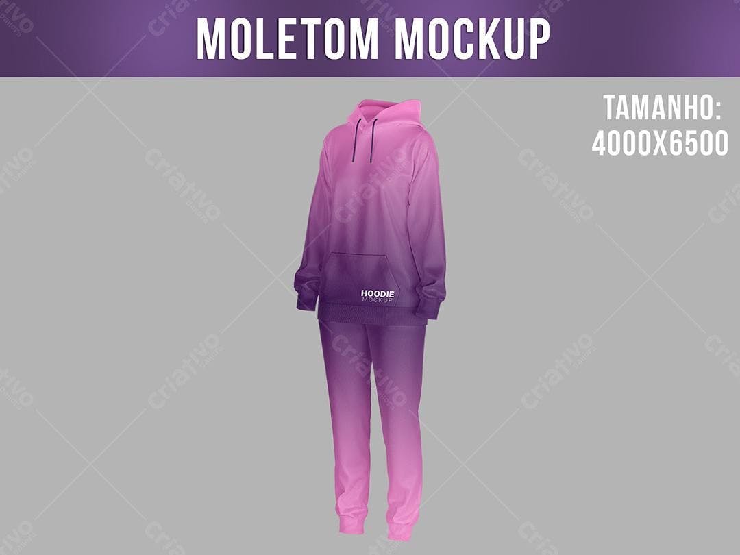 Mockup Roupa Moletom Rosa e Roxo: Modelo Realista