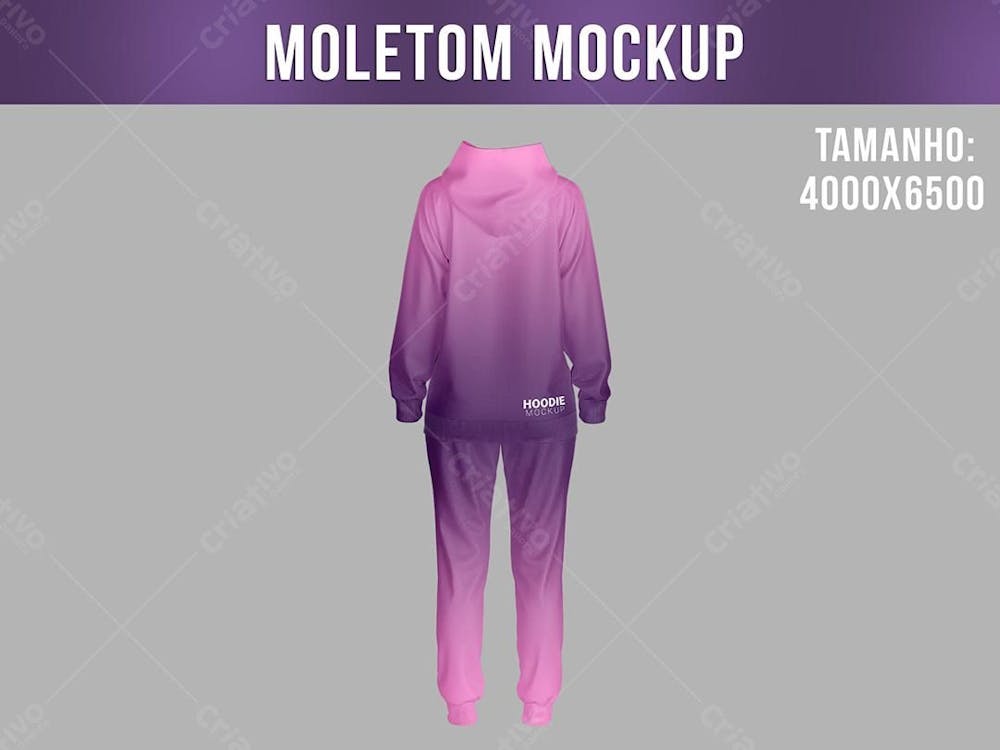 Conjunto De Moletom Feminino Mockup Vista Costas