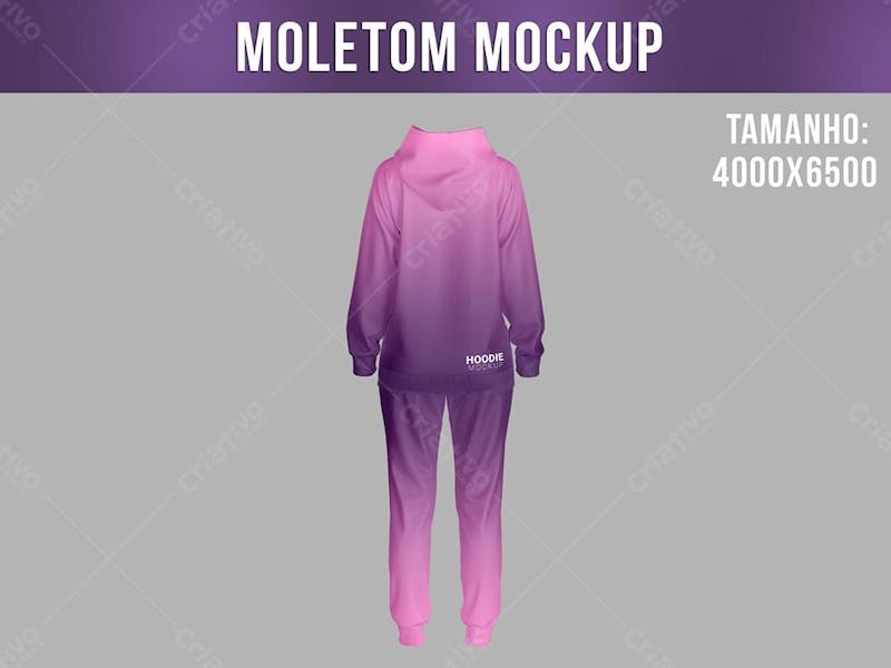 Conjunto de moletom feminino mockup vista costas