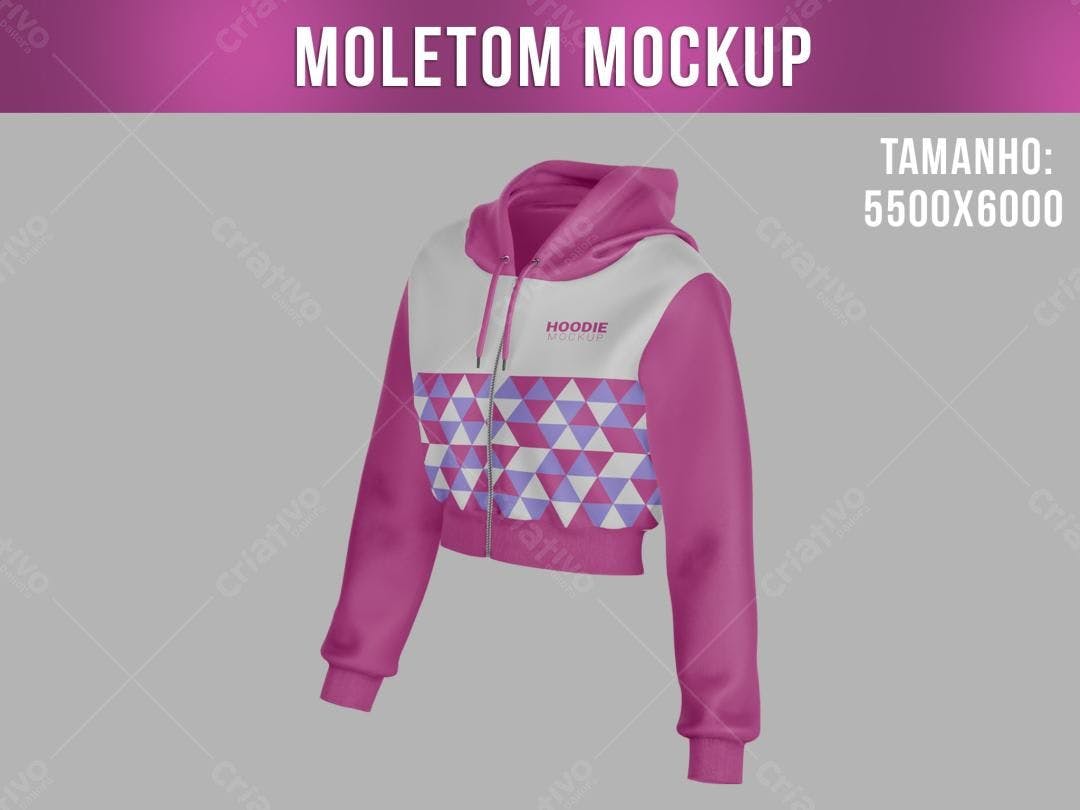 Mockup de Moletom Rosa com Padronagem Geométrica