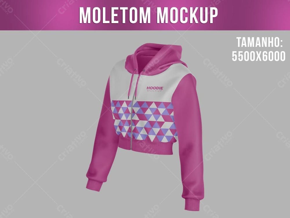 Moletom Curto Mockup Feminino Vista Lado