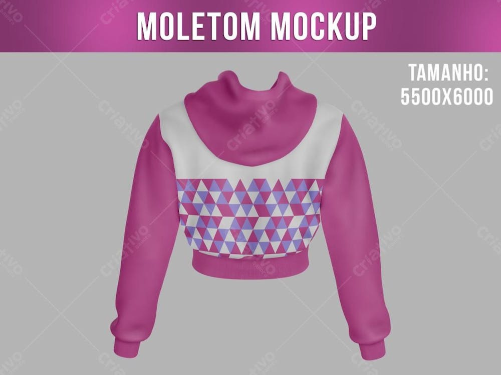 Moletom Curto Mockup Feminino Vista Costas