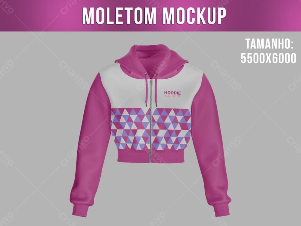 Moletom Curto Mockup Feminino Vista Frente