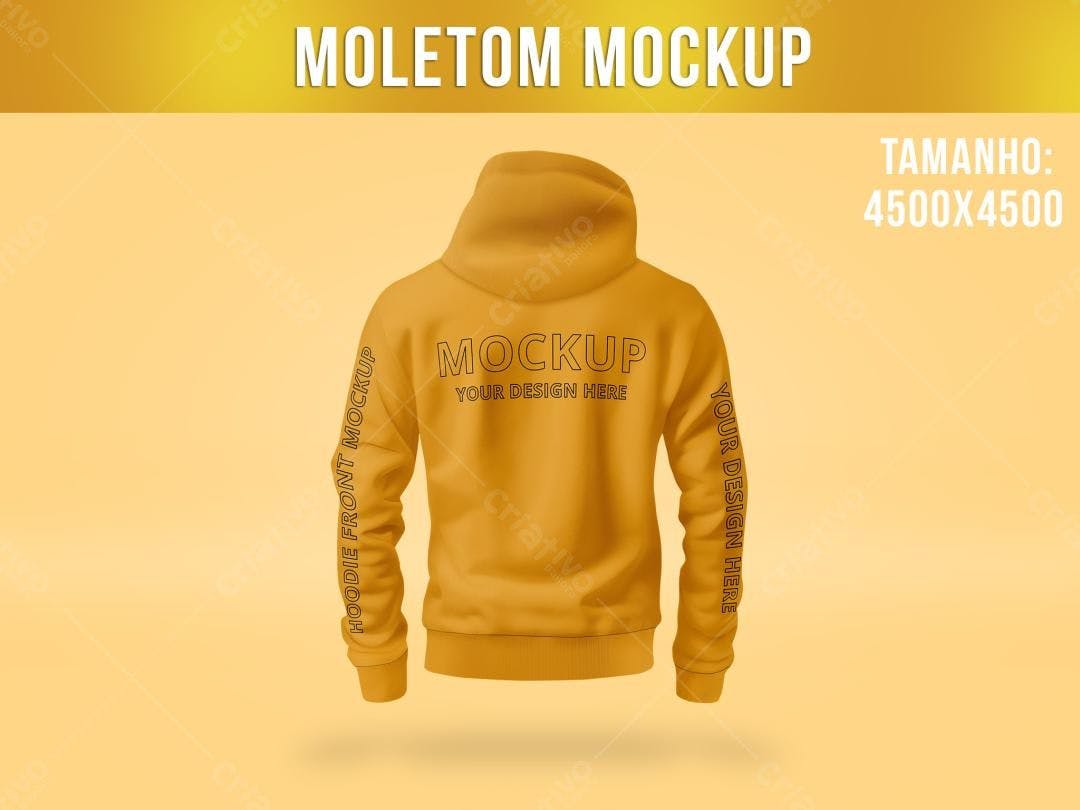 Mockup de Moletom Amarelo Mostarda - Vista Traseira