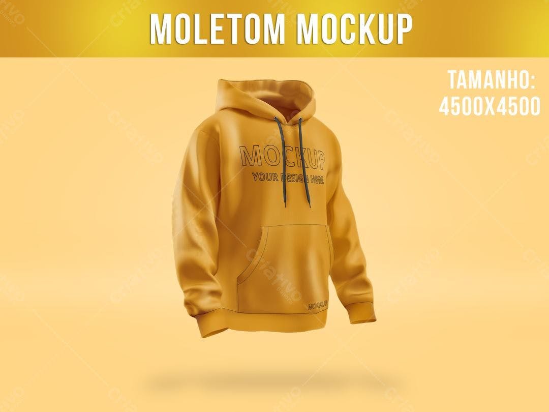 Mockup Realista de Moletom Amarelo Mostarda