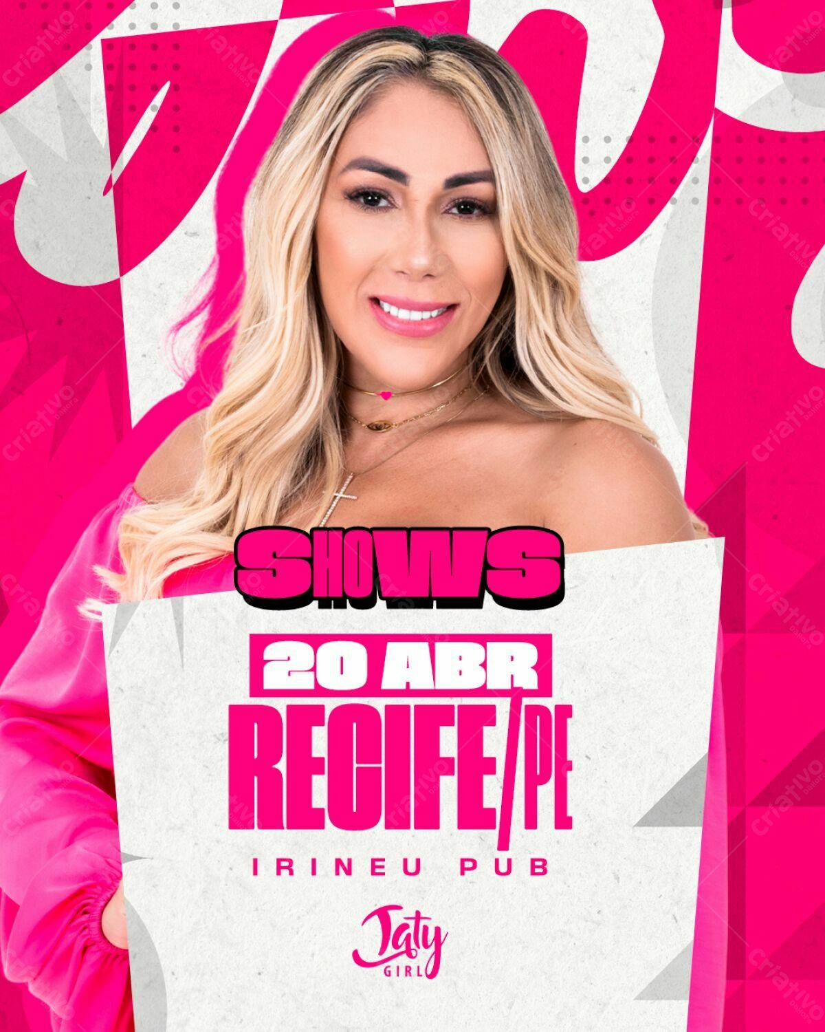 Flyer para Show da Jaty Girl em Recife PSD Editável