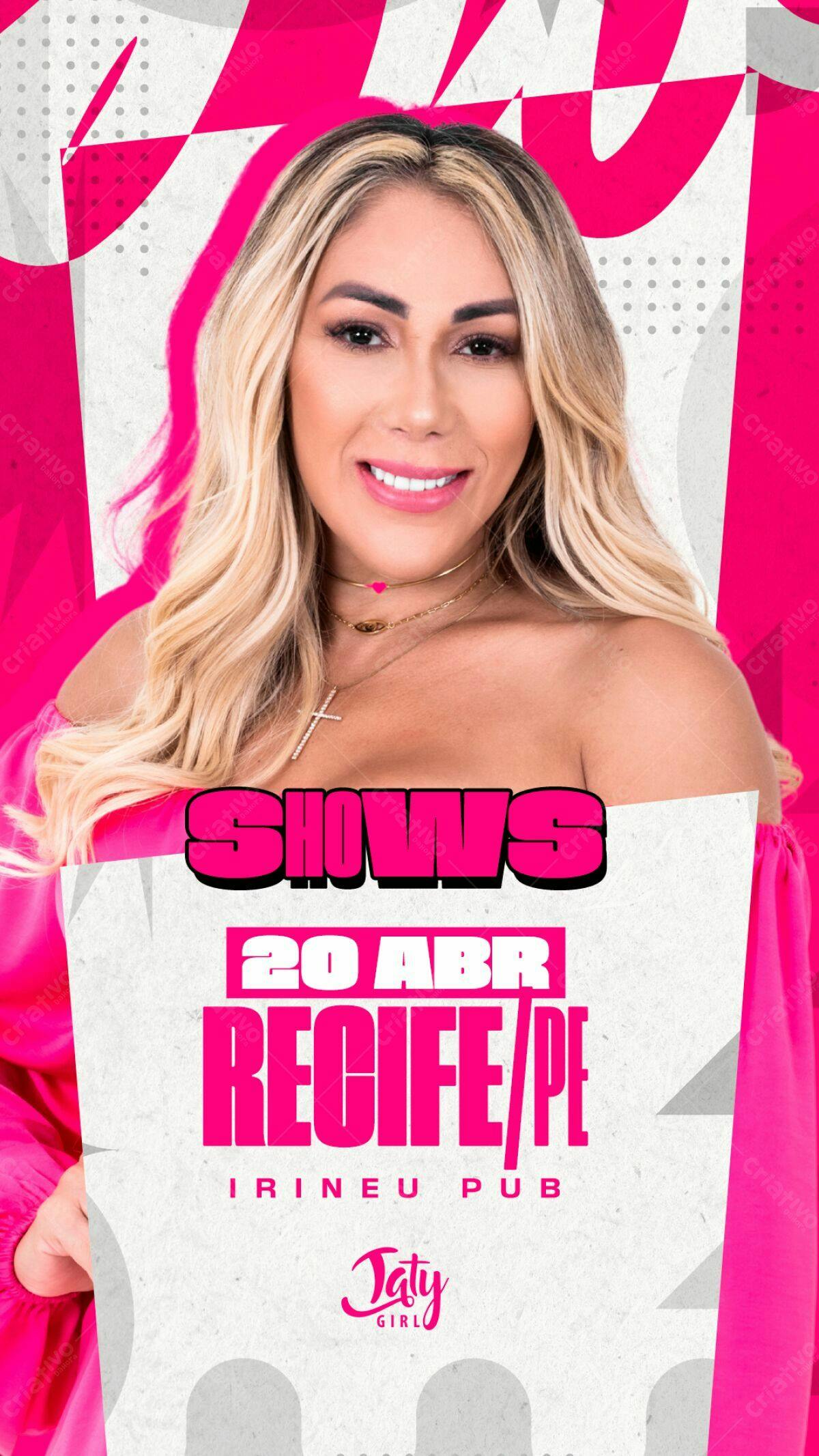 Flyer para Show da Jaty Girl em Recife PSD Editável